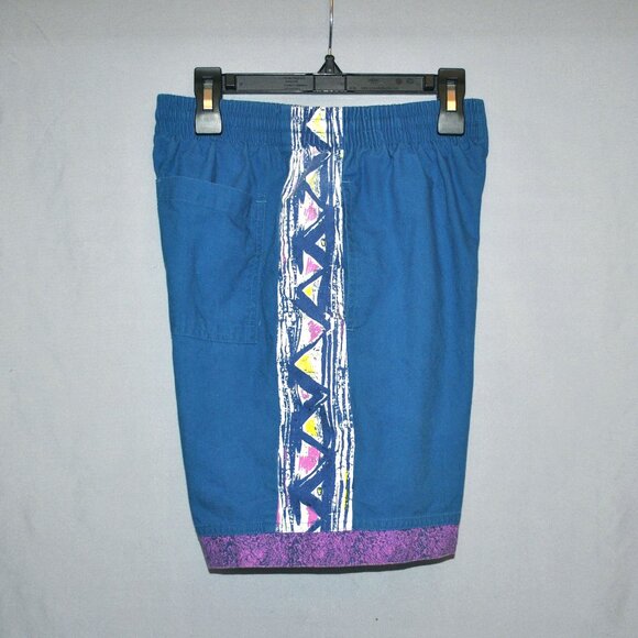 Vintage Ocean Pacific Shorts Boys Size Large Retro Surf Blue & Geometric Shorts - Picture 6 of 11